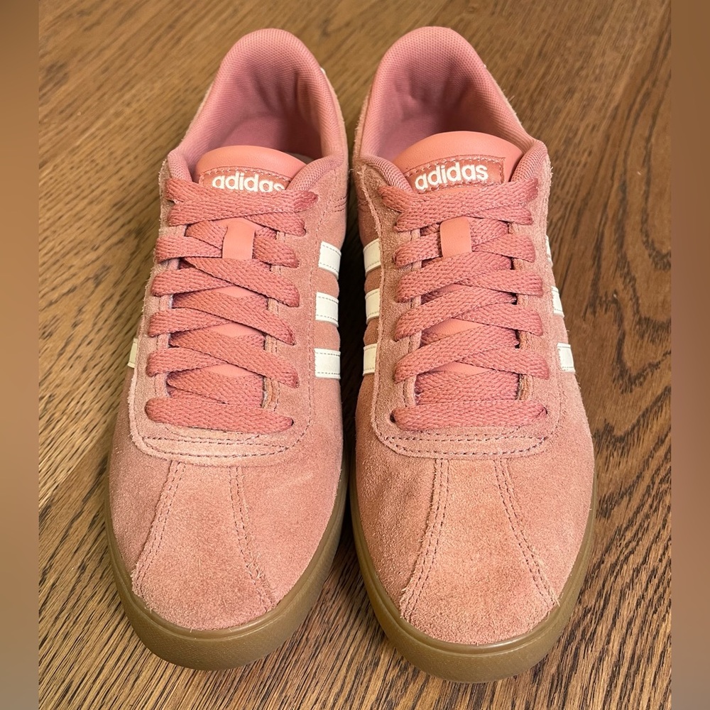 Adidas Women's Pink & White Suede Sneakers Size 6